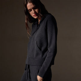 Recycled Cashmere Track Jacket  in Black | James Perse Los Angeles