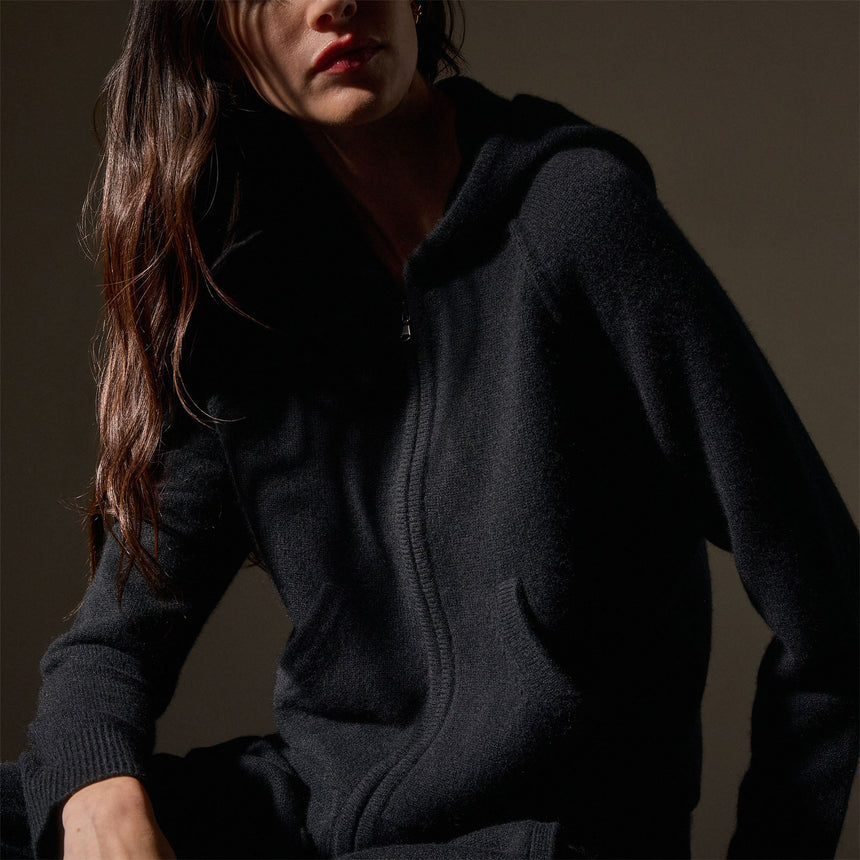 Recycled Cashmere Track Jacket  in Black | James Perse Los Angeles