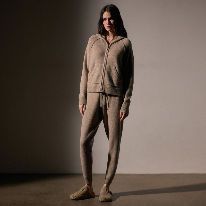 Recycled Cashmere Track Jacket  in Coyote | James Perse Los Angeles