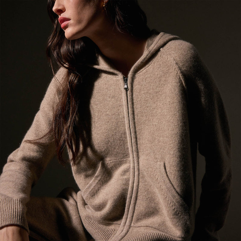 Recycled Cashmere Track Jacket  in Coyote | James Perse Los Angeles