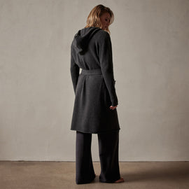 Recycled Cashmere Hooded Robe in Coal | James Perse Los Angeles