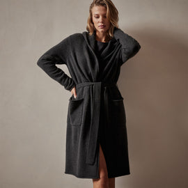 Recycled Cashmere Hooded Robe in Coal | James Perse Los Angeles