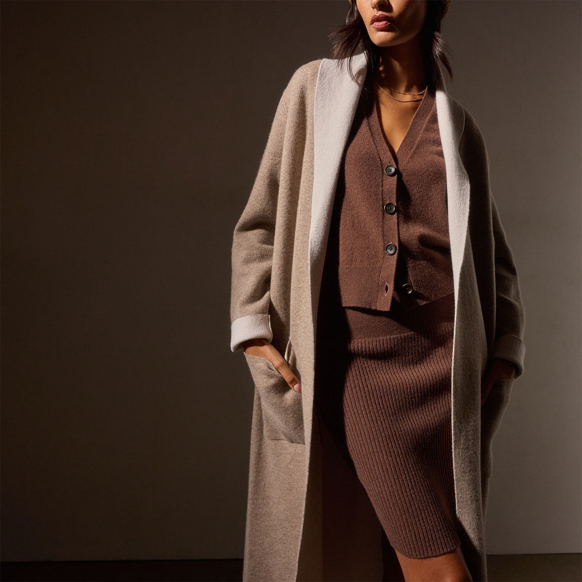 Recycled Cashmere Rib Mini Skirt in Americano | James Perse Los Angeles