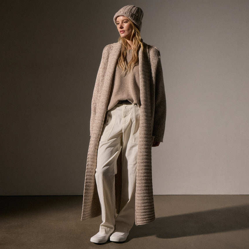 Chunky Knit Cashmere Marl Cardigan in Stone Marl | James Perse Los Angeles