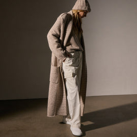 Chunky Knit Cashmere Marl Cardigan in Stone Marl | James Perse Los Angeles