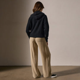 Cashmere Wide Ribbed Hoodie in Black | James Perse Los Angeles
