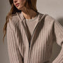 Cashmere Wide Ribbed Hoodie in Soft Beige | James Perse Los Angeles