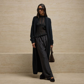 Long Cashmere Cardigan in Black | James Perse Los Angeles