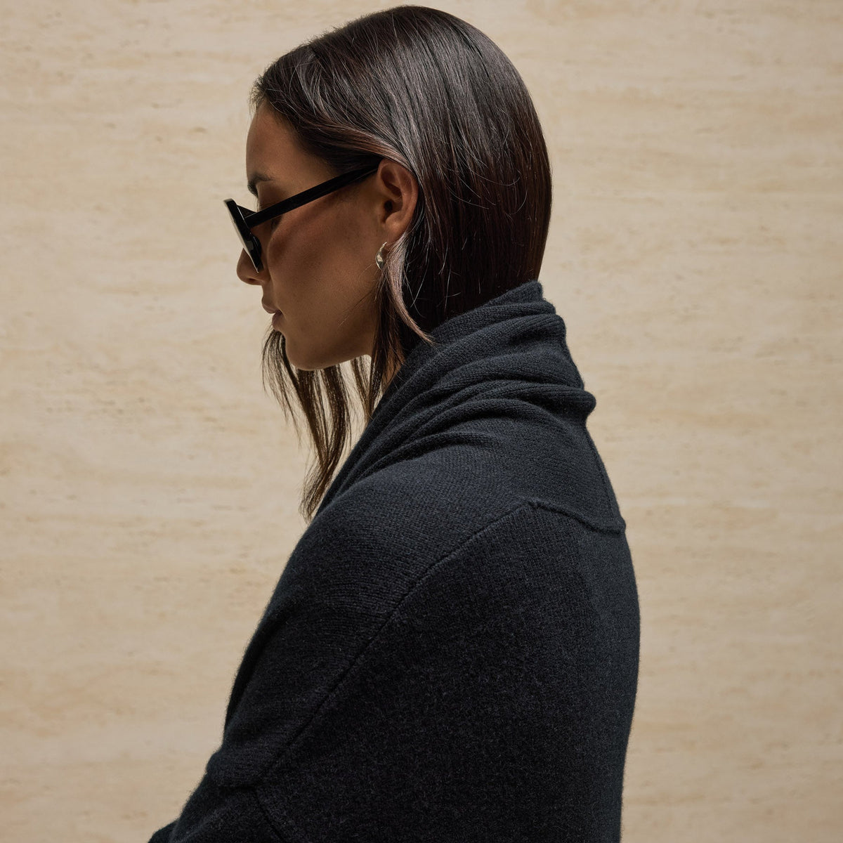 Long Cashmere Cardigan in Black | James Perse Los Angeles