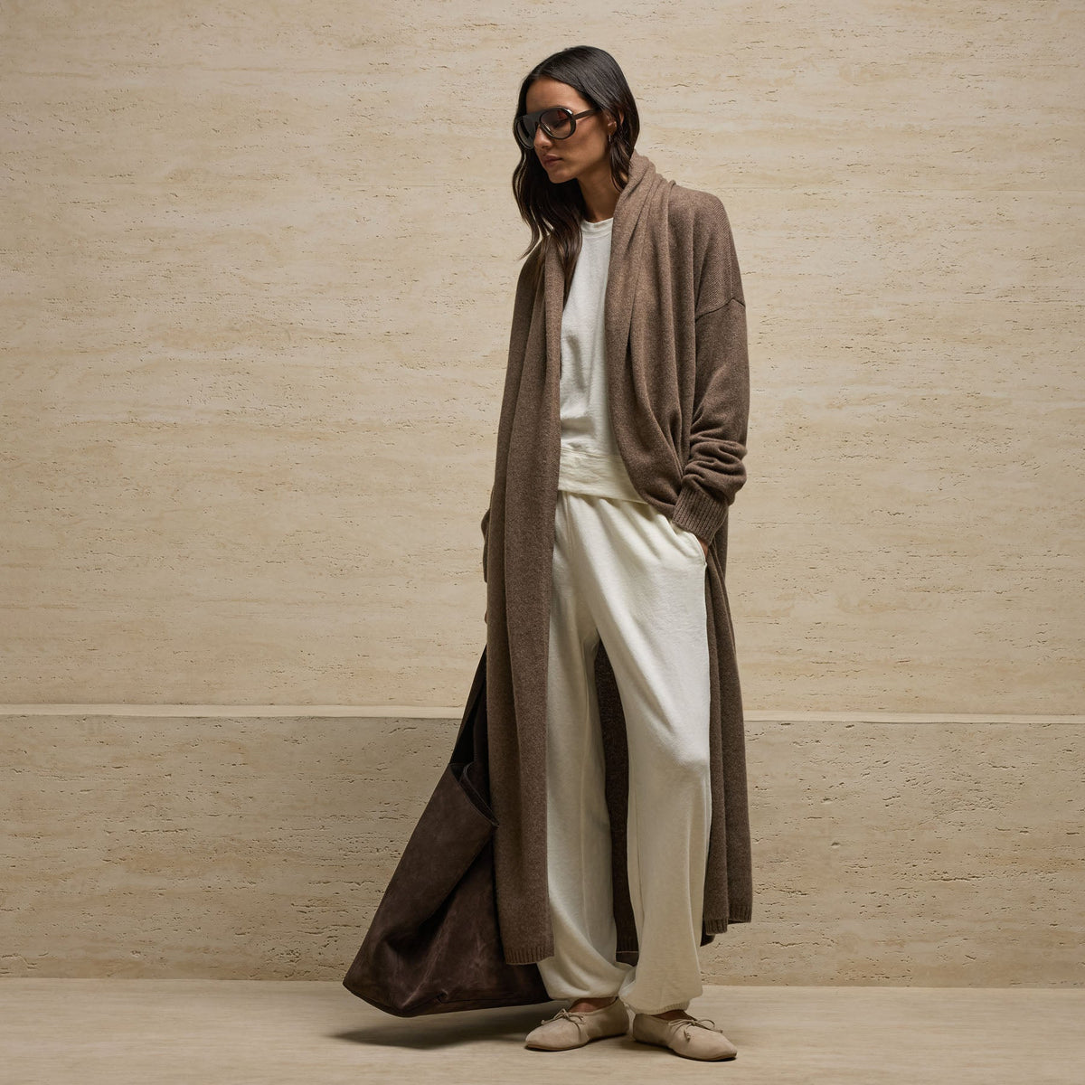 Long Cashmere Cardigan in Fox | James Perse Los Angeles