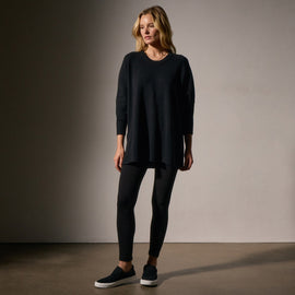 Cashmere Side Split Tunic in Black | James Perse Los Angeles