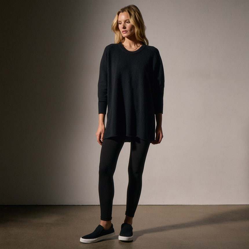 Cashmere Side Split Tunic in Black | James Perse Los Angeles