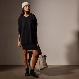 Recycled Cashmere Saddle Shoulder Tunic in Black | James Perse Los Angeles