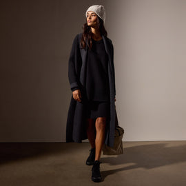 Recycled Cashmere Saddle Shoulder Tunic in Black | James Perse Los Angeles