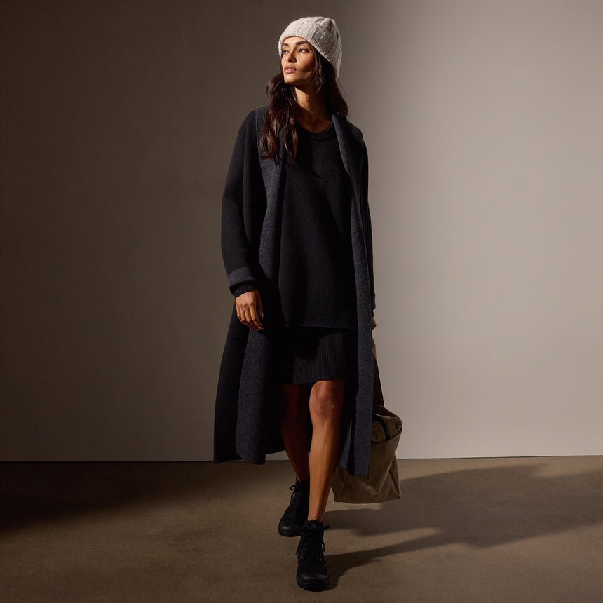 Recycled Cashmere Saddle Shoulder Tunic in Black | James Perse Los Angeles