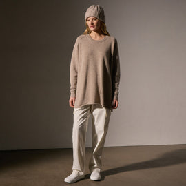 Cashmere Side Split Tunic in Coyote | James Perse Los Angeles