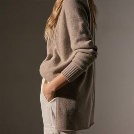 Cashmere Side Split Tunic in Coyote | James Perse Los Angeles