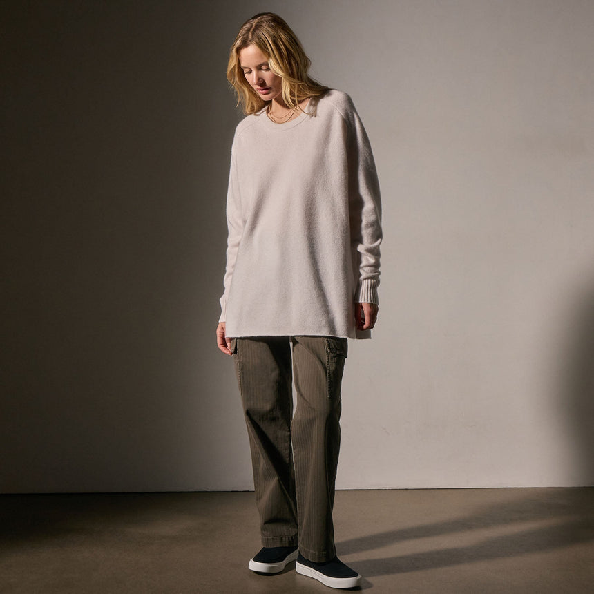 Cashmere Side Split Tunic in Pearl | James Perse Los Angeles