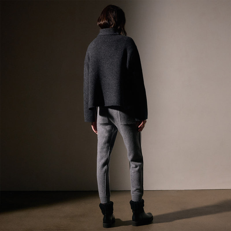 Recycled Cashmere Pullover in Charcoal Marl | James Perse Los Angeles