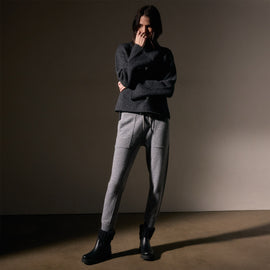 Recycled Cashmere Pullover in Charcoal Marl | James Perse Los Angeles