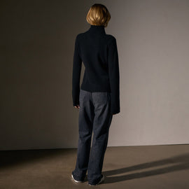 Recycled Cashmere Funnel Neck in Black | James Perse Los Angeles