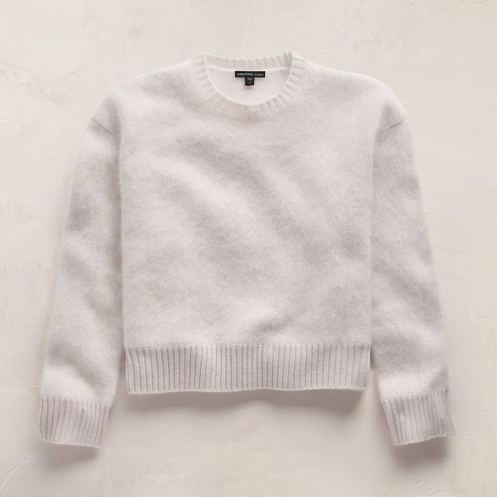 Fuzzy Cashmere Crew Neck in Pearl | James Perse Los Angeles FLAT