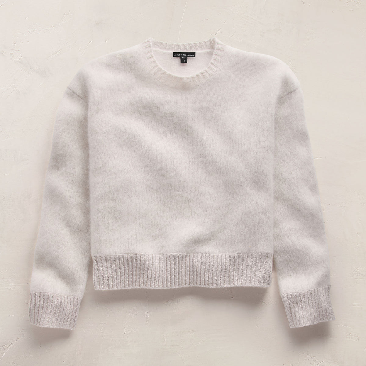 Fuzzy Cashmere Crew Neck in Pearl | James Perse Los Angeles
