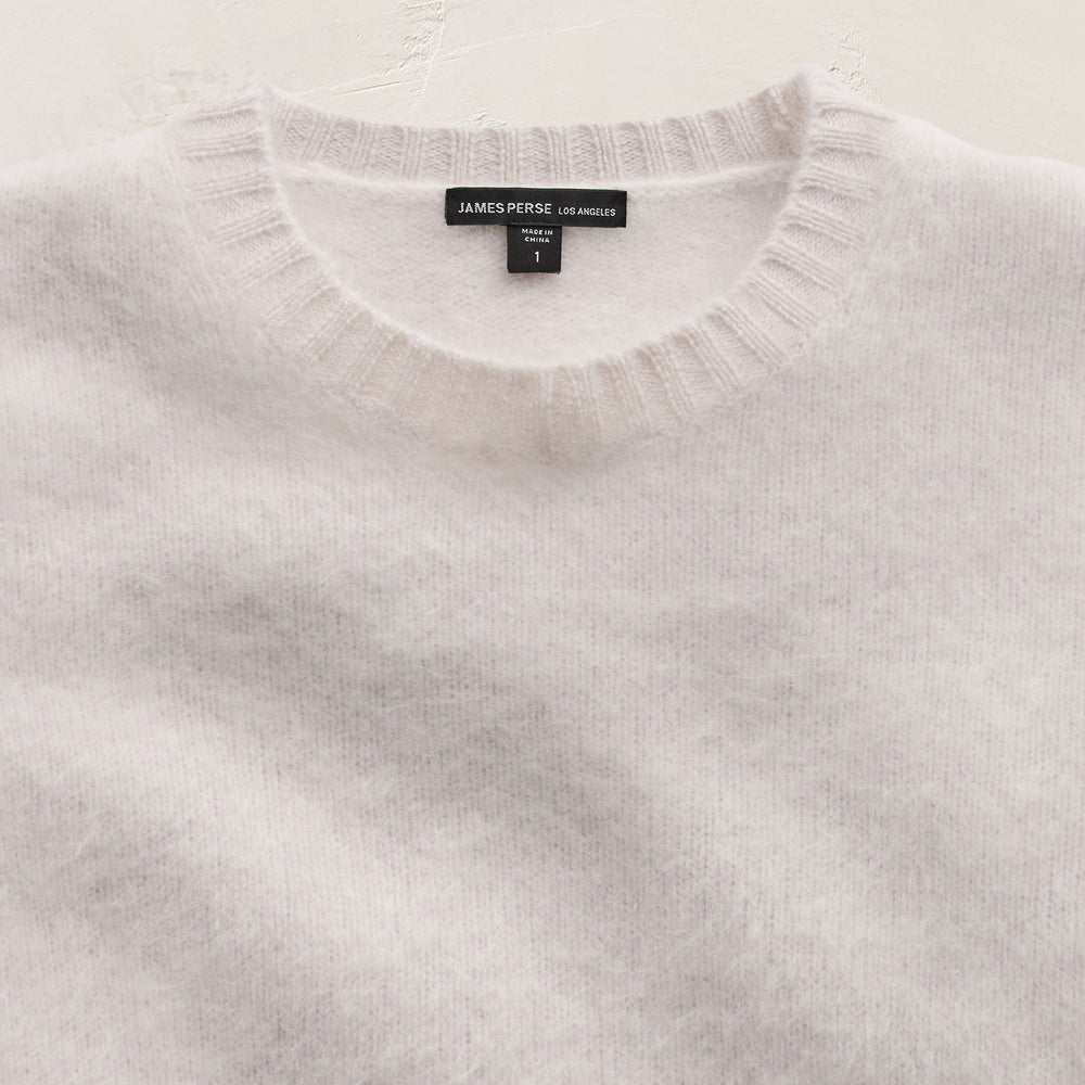 Fuzzy Cashmere Crew Neck in Pearl | James Perse Los Angeles FLAT