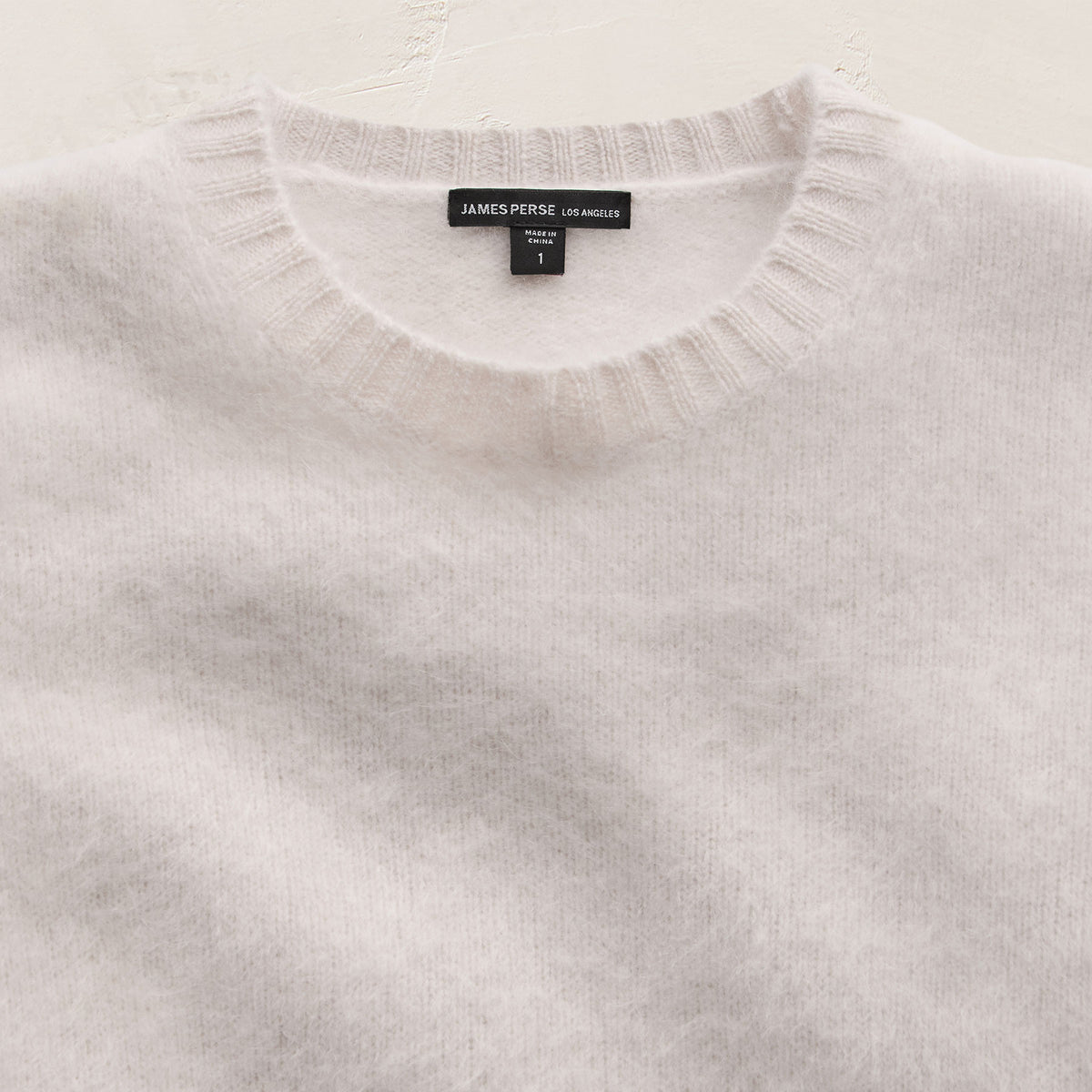 Fuzzy Cashmere Crew Neck in Pearl | James Perse Los Angeles