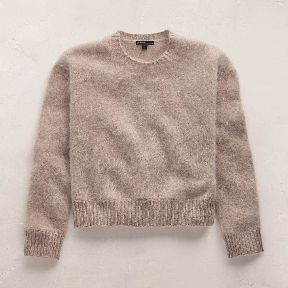 Fuzzy Cashmere Crew Neck in Soft Beige | James Perse Los Angeles FLAT
