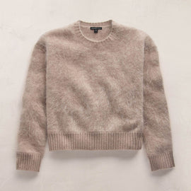 Fuzzy Cashmere Crew Neck in Soft Beige | James Perse Los Angeles FLAT