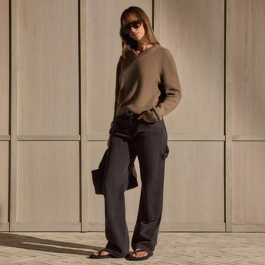 V Neck Cashmere Sweater - Fox