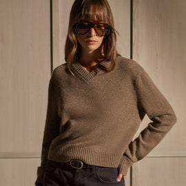 V Neck Cashmere Sweater - Fox