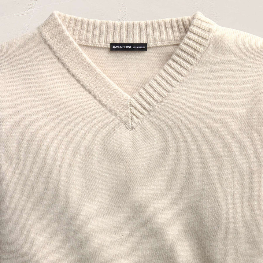 V Neck Cashmere Sweater - Ivory