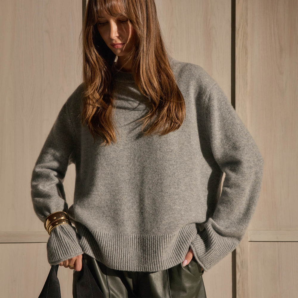 Cashmere Crew Neck Sweater - Heather Grey | James Perse Los Angeles