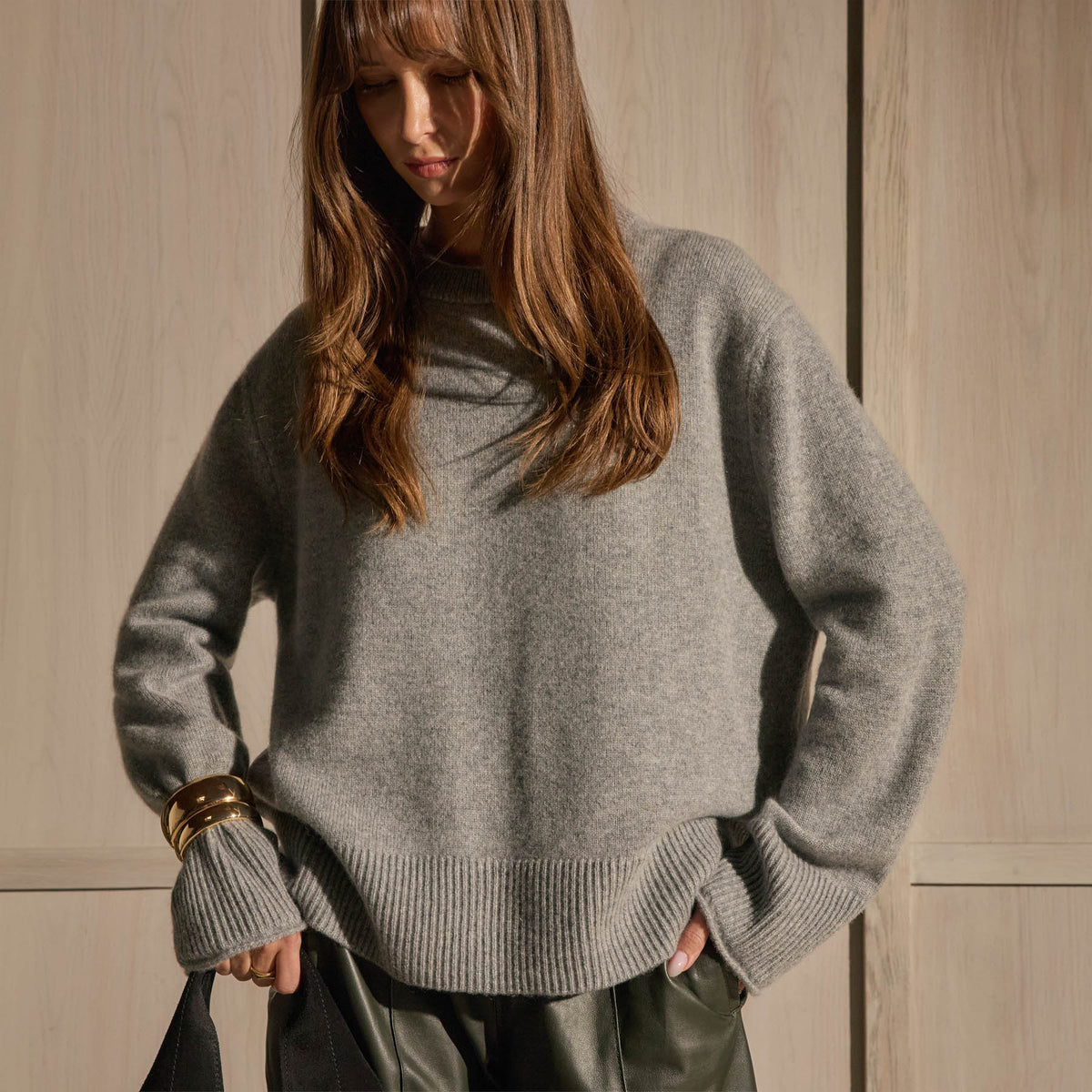 Cashmere Crew Neck Sweater - Heather Grey | James Perse Los Angeles