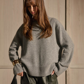 Cashmere Crew Neck Sweater - Heather Grey | James Perse Los Angeles