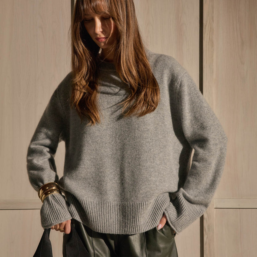 Cashmere Crew Neck Sweater - Heather Grey | James Perse Los Angeles
