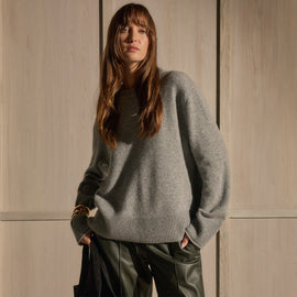 Cashmere Crew Neck Sweater - Heather Grey | James Perse Los Angeles