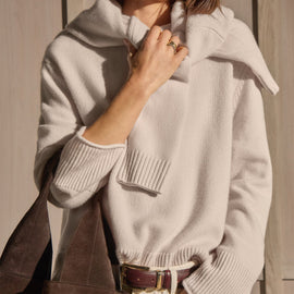 Cashmere Crew Neck Sweater in Ivory | James Perse Los Angeles