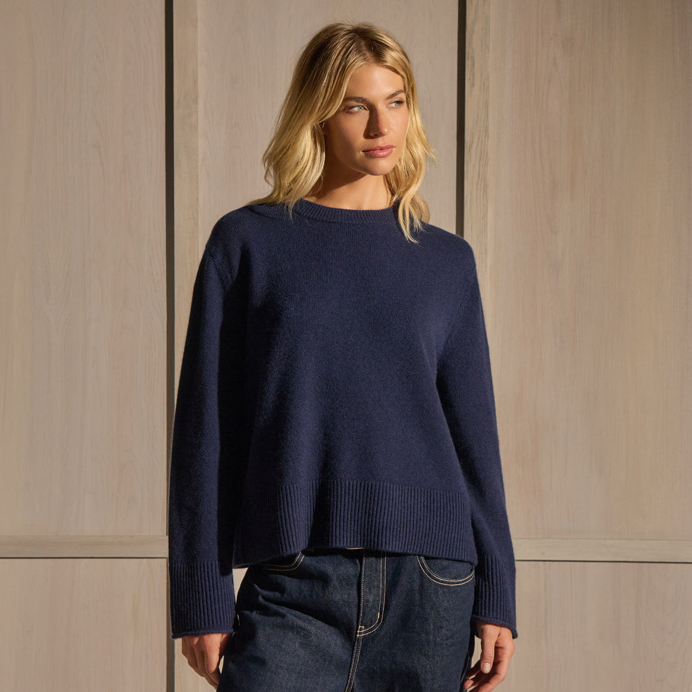 Cashmere Crew Neck Sweater - Navy | James Perse Los Angeles
