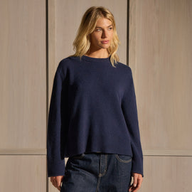 Cashmere Crew Neck Sweater - Navy | James Perse Los Angeles