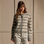 Cashmere Stripe Cardigan - Heather Grey Ivory Stripe | James Perse Los Angeles