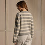 Cashmere Stripe Cardigan - Heather Grey Ivory Stripe | James Perse Los Angeles