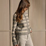 Cashmere Stripe Cardigan - Heather Grey Ivory Stripe | James Perse Los Angeles