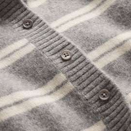Cashmere Stripe Cardigan - Heather Grey Ivory Stripe