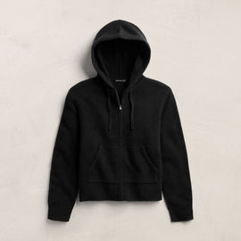 Recycled Cashmere Zip Up Hoodie in Black | James Perse Los Angeles