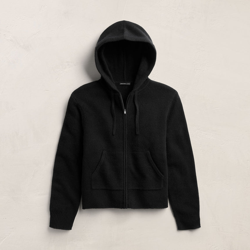 Recycled Cashmere Zip Up Hoodie in Black | James Perse Los Angeles