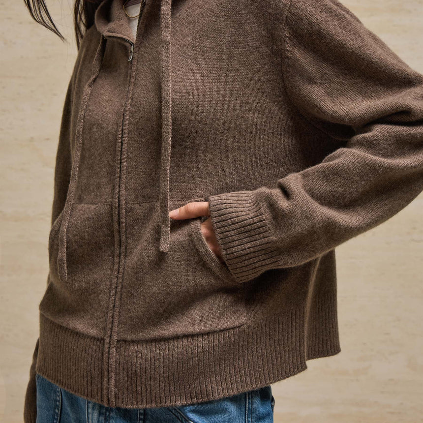 Recycled Cashmere Zip Up Hoodie in Fox | James Perse Los Angeles