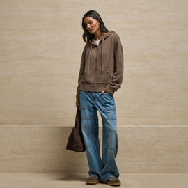 Recycled Cashmere Zip Up Hoodie in Fox | James Perse Los Angeles
